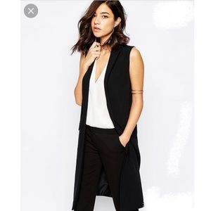 Long sleeveless belted vest  NOT, size US S, dark Blue color